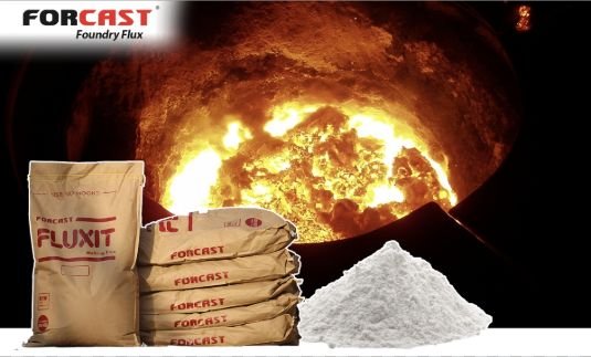 FORCAST foundry flux used with molten metal
